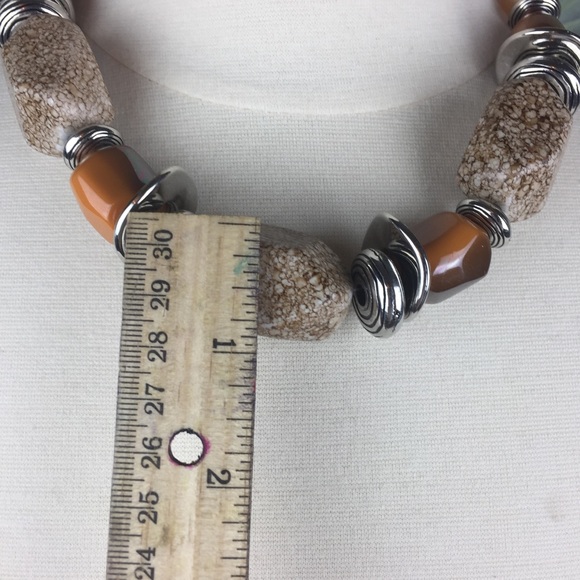 Faux Stone & Pearl Beaded Boho Statement Necklace - Picture 3 of 4